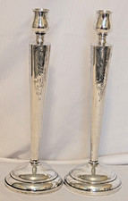 2 WEB Sterling Silver Weighted Candlesticks /Candle Holders Floral Engraved 10