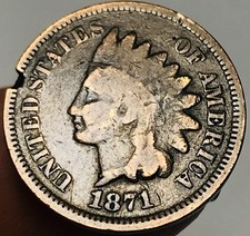 1871 Indian Head Cent Penny 1C Ungraded Circulated US Coin CC30057 picture