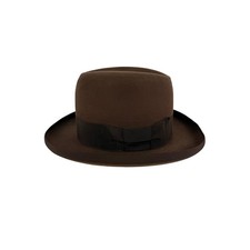 Vintage 1940s Stylepark Templeform Brown Fur Felt Fedora Hat Men's Size 7 1/8 picture