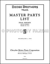 Graham Brothers Dodge Truck Parts Book 1924 1923 1922 1921 1925-1933 Catalog picture