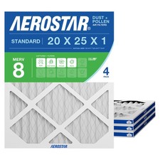 Aerostar Air Filter 20x25x1 MERV 8 AC Filter, HVAC, Furnace 4 PACK, White picture
