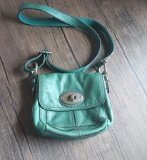 Fossil Long Live Vintage 1954 Teal Leather Crossbody  Bag Adjustable Strap  picture