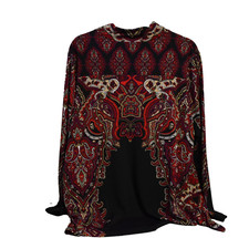 WOMEN'S CLOTHING, blouse, Susan Graver, Size 1X, Red & Black Paisley picture