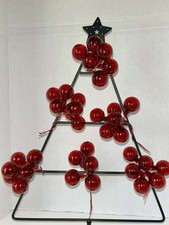 VTG Lot 36 1” Blown Glass Christmas Balls Wired Picks Red Jewel Tone picture