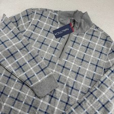 NWT Nautica 1/4 Zip Sweater Mens XL Heather Gray Check Long Sleeve Pullover Soft picture