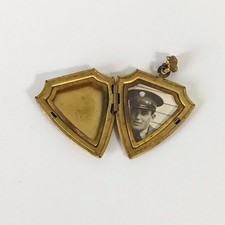 Antique 12k Gold Filled Shield Shaped Photo Locket picture