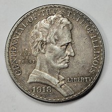 1918 50c Lincoln Commemorative Half Dollar Circulated Scarce Type *W197 picture