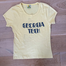 Vintage 70s Moon Castles Georgia Tech Yellow Ringer T-Shirt – Made in USA picture