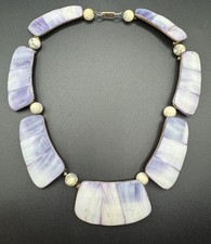 RARE Vintage HOBE Signed BIB Shell NECKLACE Stunning Unique Collector Piece picture