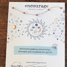 SoulKu Handcrafted Orange Garnet Beaded Necklace Cord Celestial picture