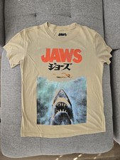 Jaws Movie Shirt Mens XS Tan Sand Graphic Tee Japanese Kanji Poster NWOT picture