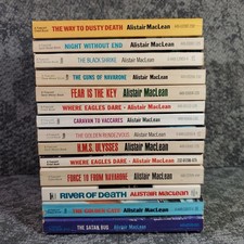 Alistair MacLean 14 Vintage Paperback Book Lot Dusty Black Guns Dare Satan Gate picture