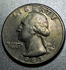 1983 D Filled D DDO Washington Quarter F-VF Condition picture