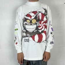 Vintage 1990s Disney Alice In Wonderland Cheshire Cat Long Sleeve Graphic Shirt picture