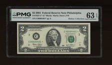DBR 2003 $2 FRN Philadelphia STAR Fr. 1937-C* PMG 63 EPQ Low Serial C00004401* picture