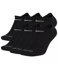 Nike NO SHOW Everyday  Cushion Unisex Drifit Socks - LARGE - BLACK - 6 Pair picture
