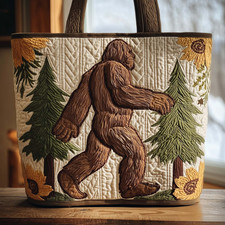 Personalized Bigfoot Sasquatch Adventure Forest Camping Quilted Tote Bag Gift picture