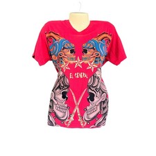 El General Skull Graphic T-Shirt Men's Medium Red 100% Cotton picture