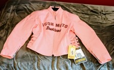 ICON Moto Leathers XS Motorcycle Jacket Pink Leather Full Zip Lined Bomb Shell picture