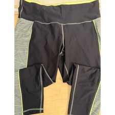 Xersion Train Womens 2X High Rise 7/8 Ankle Leggings Black Gray Lime Green picture