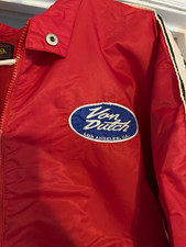 Von Dutch Men’s XL Red Full Zip Racing Jacket Embroidered Logo Stand-Up Collar picture
