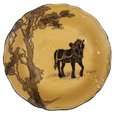 Antique Royal Doulton Amber Yellow Plate With Horse Motif Made In England picture