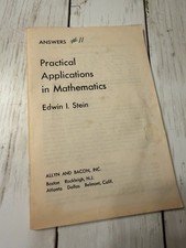 Vintage 1972 Practical Applications in Mathematics ANSWER BOOK by Edwin I. Stein picture