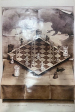 Sandro Del-Prete Optical Illusion Chess Set Print Poster 24