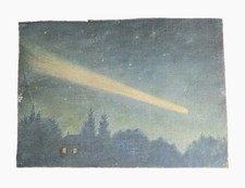 1910 Halley's Comet Wallace  Coddington Oil on Canvas  Original Art* Signed 9x13 picture