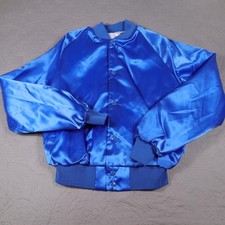 Vintage Auburn Sportswear Satin Varsity Bomber Jacket Mens Medium Blue USA Blank picture
