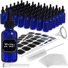 Nevlers 1 oz Cobalt Blue Glass Dropper Bottle (Set of 48) | Includes Labels picture