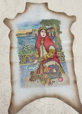 Beautiful Persian Lady Art Oil On Leather Sheepskin Painting picture