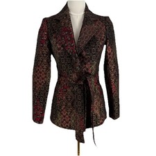 Y2K Cache Womens Belted Patchwork Brocade Jacket 0 Old Money Dark Academia Indie picture