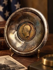 Sterling Silver Dish Bowl 1953 Dwight D Eisenhower Inaugural Medal Presentation picture