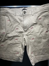 Vintage 1946 Washed Stoned Beaten Flat Front Flamingo Brown Mens Shorts 34x9 picture