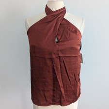 NEW Women's Chelsea 28 Burnt Orange Halter Top Small Twist Cocktail  picture