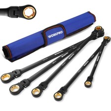 WORKPRO 5PCS Extra Long Ratcheting Wrench Set 8-19mm Combination Metric 72-Teeth picture