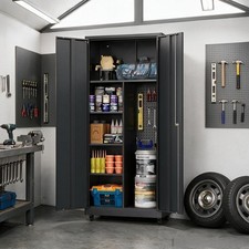 Rolling Metal Garage Cabinet 71 Inch Lockable Storage with Adjustable Shelves picture