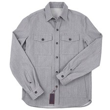 Isaia Napoli Light Gray Twill Wool-Cotton 'Denim' Overshirt M NWT Shirt-Jacket picture