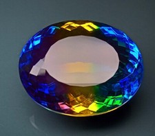 Bi-Colour 86-88 Ct Oval Cut Tourmaline Natural Certified Loose Gemstone KH443 picture
