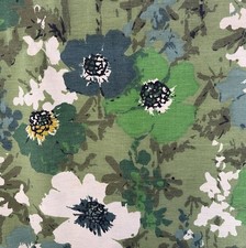 Vintage 1960's Teal Floral Fabric 3 12 , 42 Wide , Drapery, Upholstery Fabric ￼ picture
