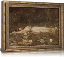 Vintage Gold Framed Ophelia Wall Art, Romantic Victorian Gothic Oil Painting Can picture