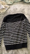 Madewell Women's Black & White Striped Crewneck Long Sleeve Knit Sweater S picture
