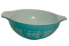 Vintage Pyrex 444 Turquoise Butterprint Amish Cinderella Mixing Bowl 4 Qt picture
