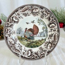 LEGEND British Heritage Thanksgiving Turkey Floral Border Salad Plates  Set 2 picture