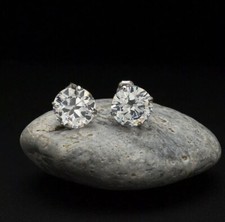 5.00 Ct Round Cut VVS1/D Lab Created Stud Earrings 14k White Gold 8mm Push Back picture