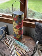 Vintage Knitting Needle Lot Boye Bates Clark’s Chester Floral Case Granny Chic picture