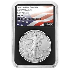2026 (W) $1 1-oz American Silver Eagle NGC MS70 ER Flag Label Retro Core picture