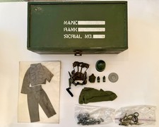 Vintage 12” GI Joe Wooden Footlocker Box Military Accessories & More  picture