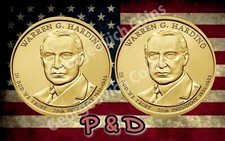2014 P & D Warren G Harding Presidential Dollar BU (2 Coin Set) US Mint picture